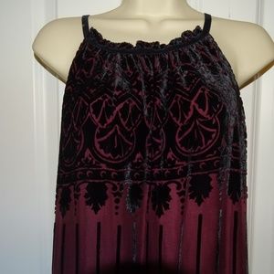 Burgundy and black velvet dress
